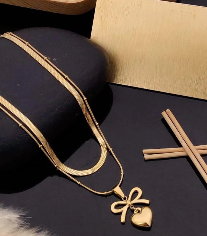 Bella Amore Bow Heart Layered Necklace