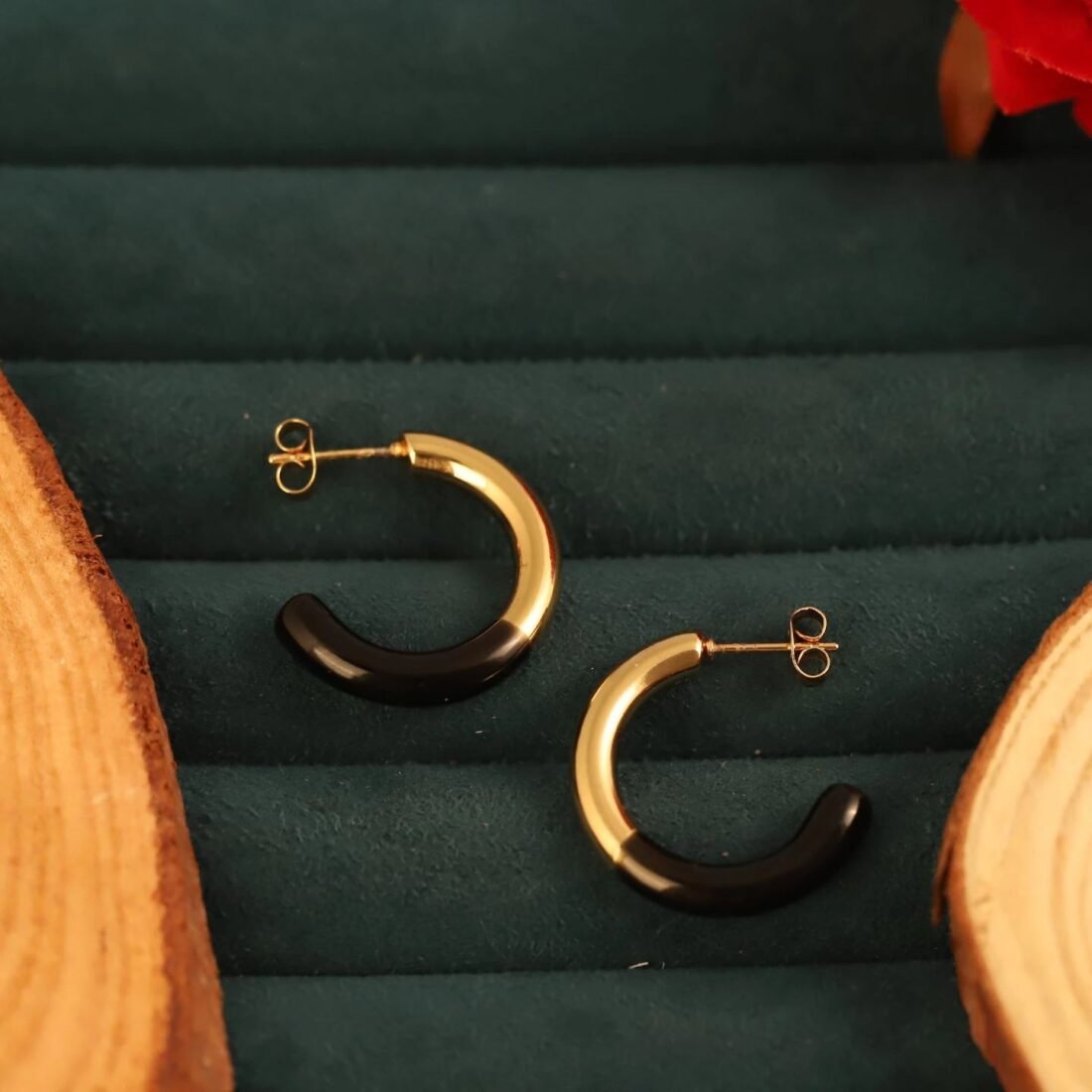 Black & Gold Minimal Hoop Earring