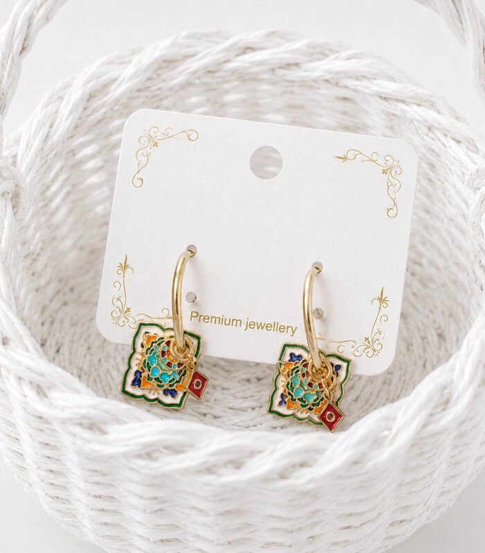 Bohemian Mosaic Hoop Earrings