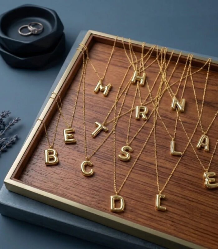 Classic Gold Alphabet Letter Pendant Necklaces