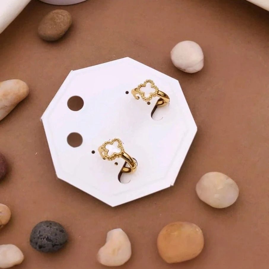 Clover Charm Mini Hoop Earrings