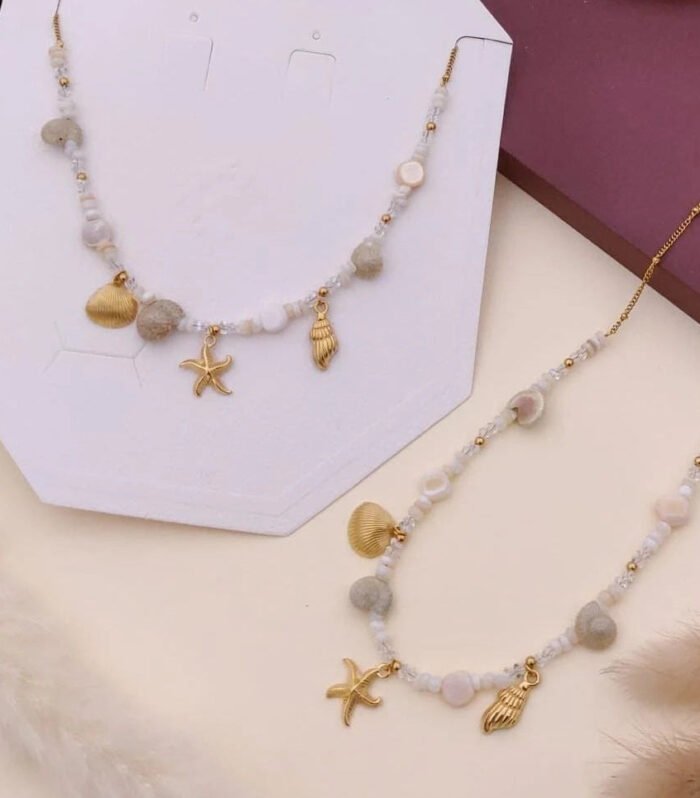Coastal Pearl Shell Charm Necklace