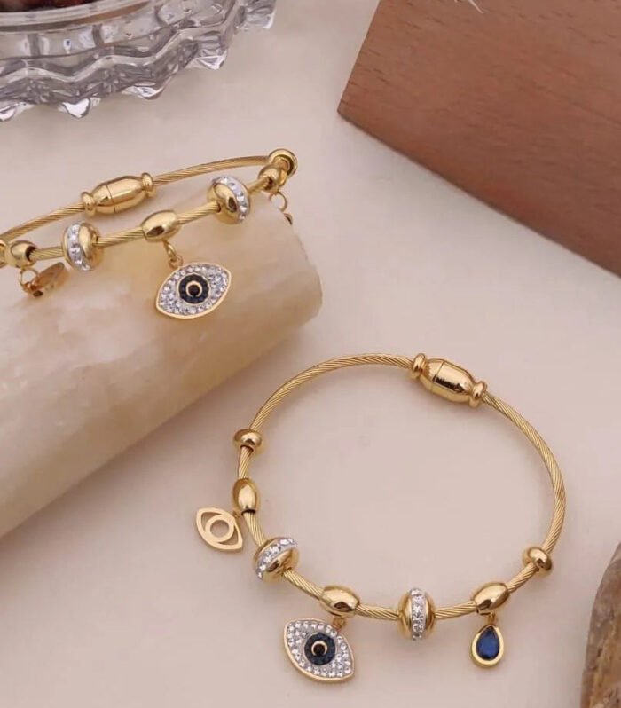 Evil Eye Charm gold kada