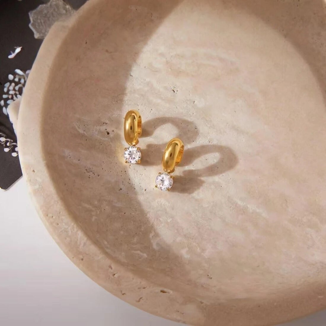 Crystal Drop Huggie Earrings