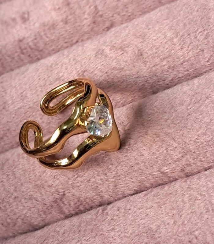 Dual Heart Wave Diamond Ring