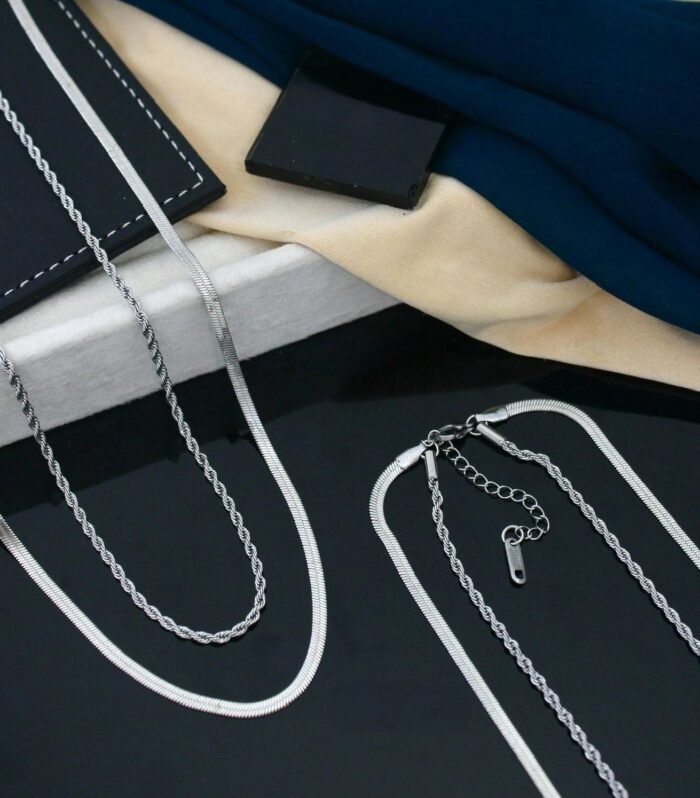Dual Layer Silver Chain Necklace
