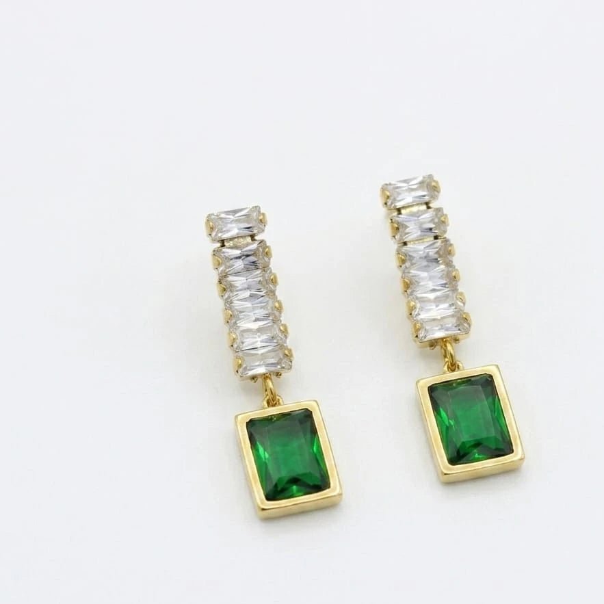 Emerald Crystal Drop Earrings