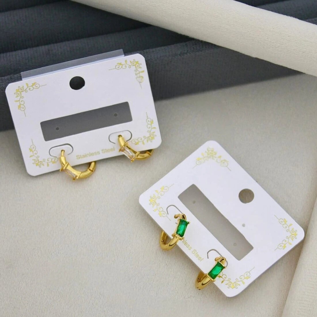 Emerald Crystal Huggie Earrings