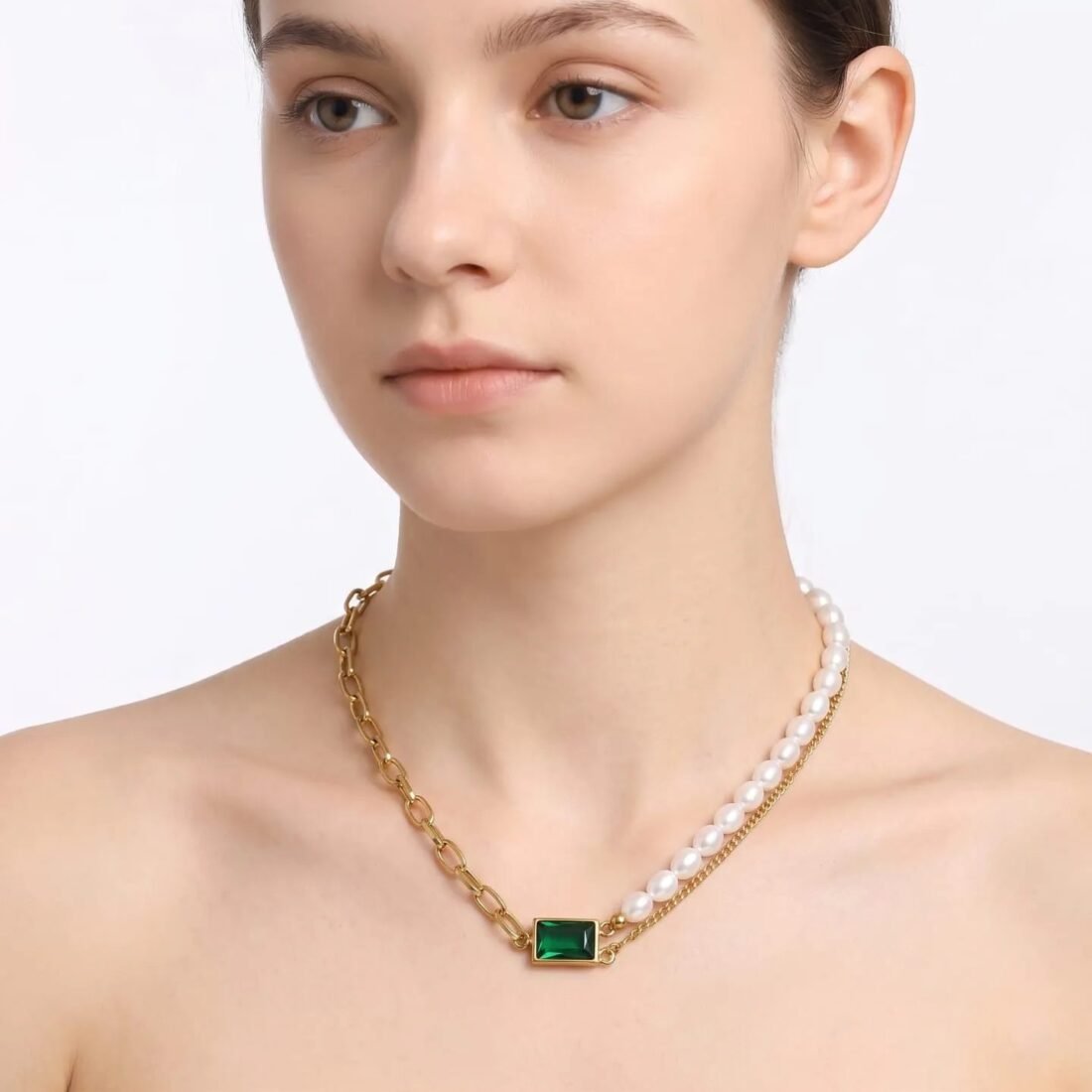 Emerald Pearl Fusion Necklace