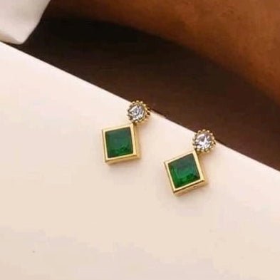 Emerald Square Stud Earrings
