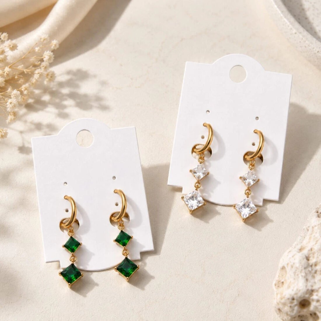 Emerald Aurora Duo Drop Earrings