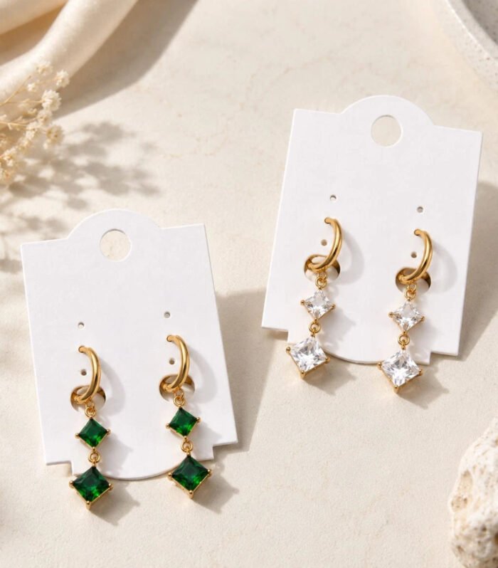 Emerald Aurora Duo Drop Earrings