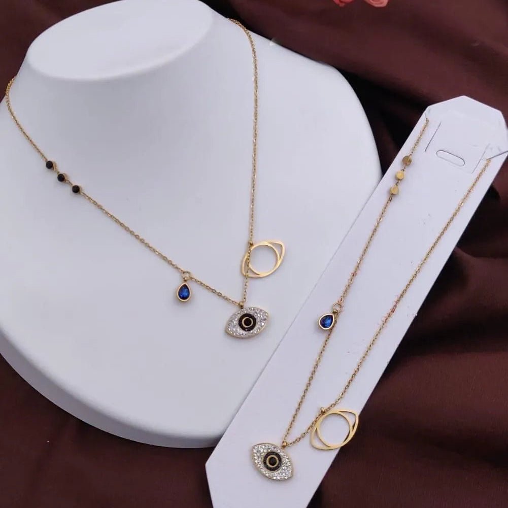 Evil Eye Gemstone Gold Necklace