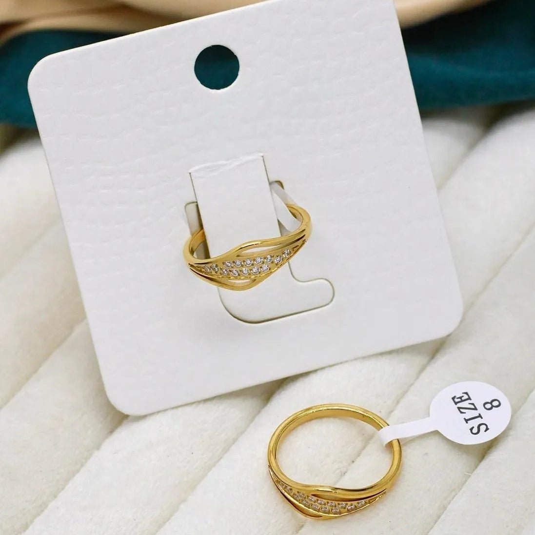 Velora Crystal Wave Gold Ring