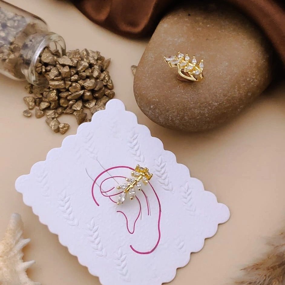 Golden Bloom Crystal Cuff Earring