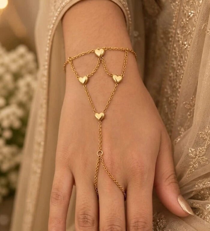 Golden Heart Charm Hath Panja