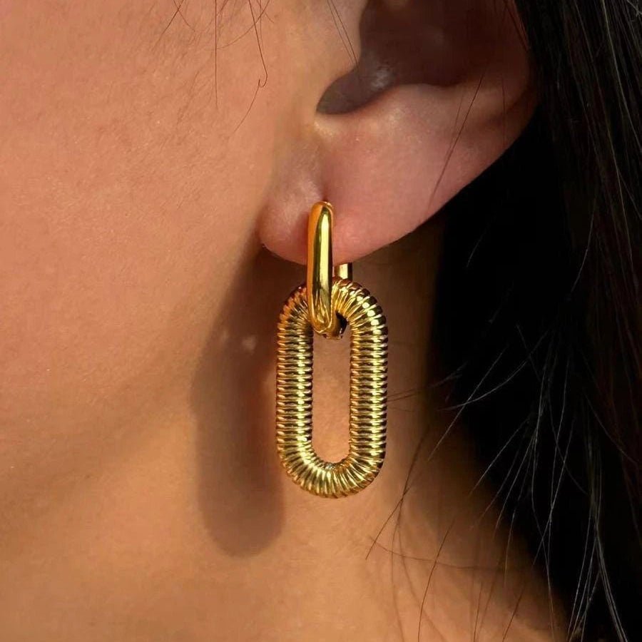 Golden Link Drop Earrings