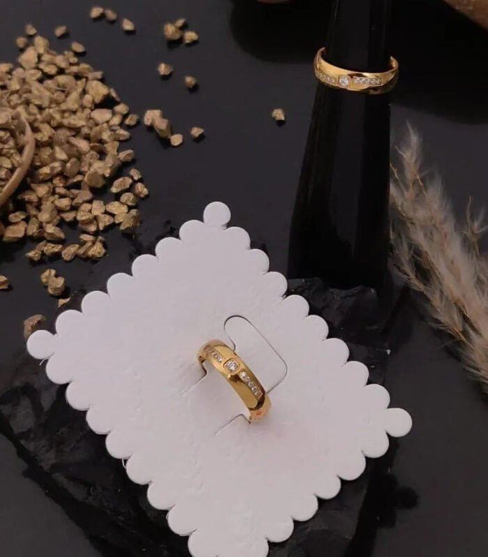 Golden Classic Crystal Inlay Band Ring