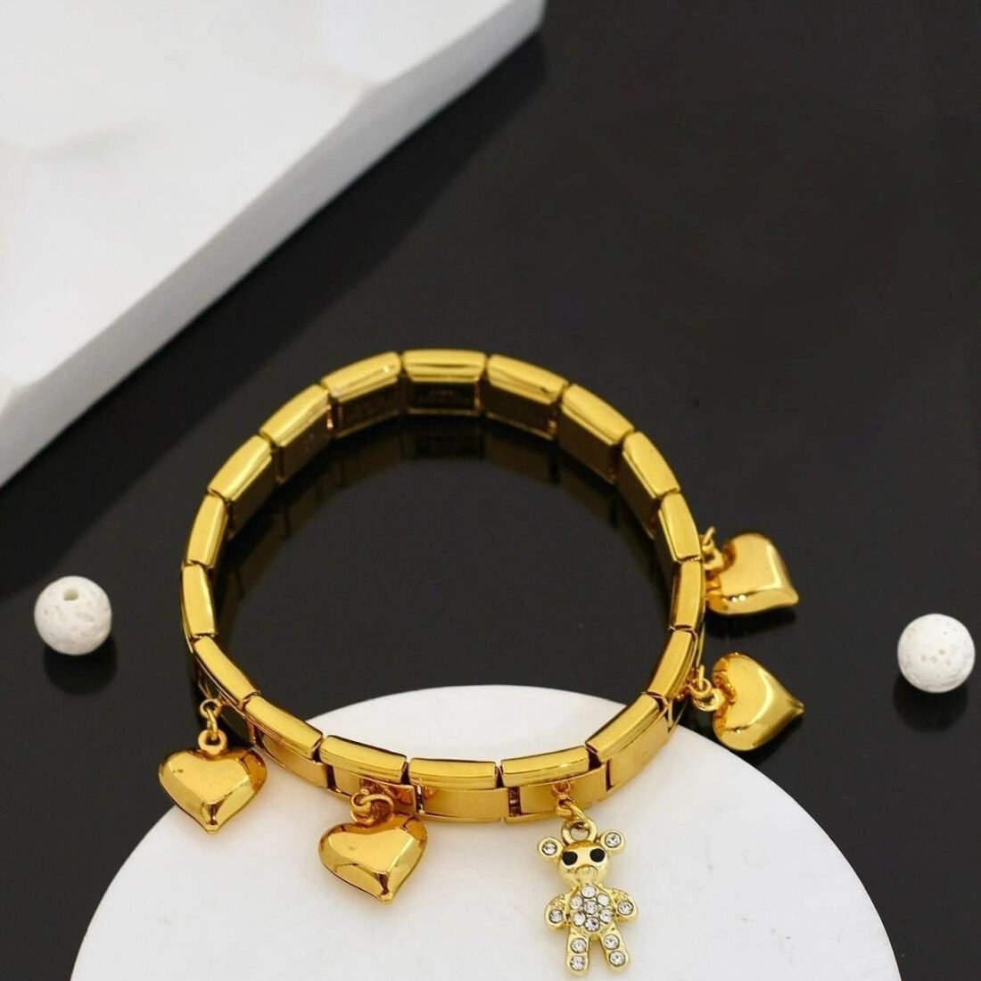 Golden Heart & Teddy Charm Kada
