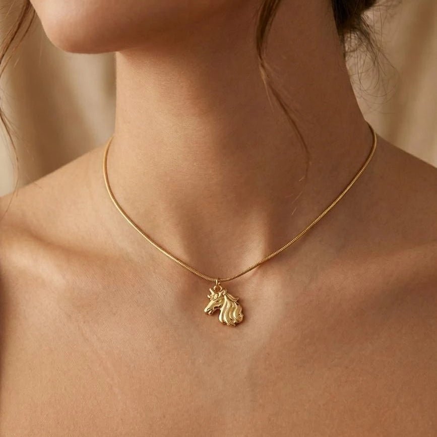 Golden Unicorn Grace Necklace