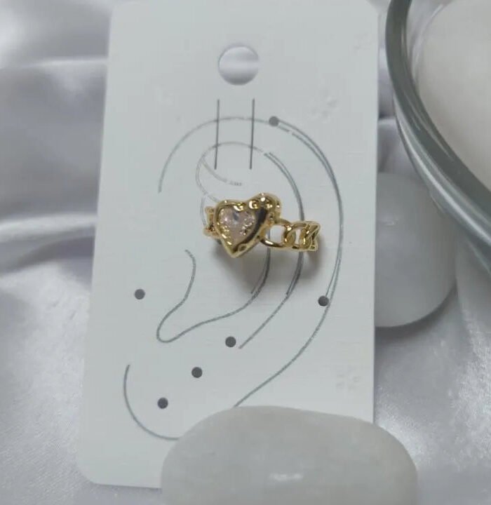 Heart-Shaped Gemstone Earrings - Gold