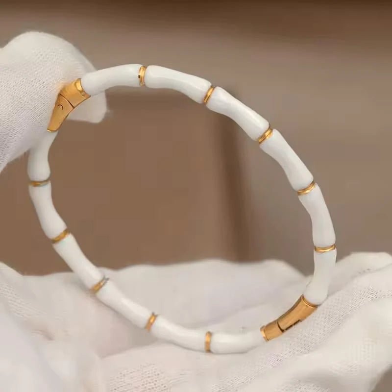 Bamboo Elegance Gold Kada (Black & White Variants)