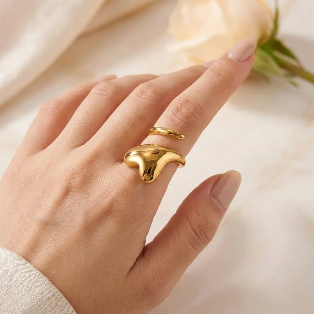 Liquid Gold Wave Statement Ring