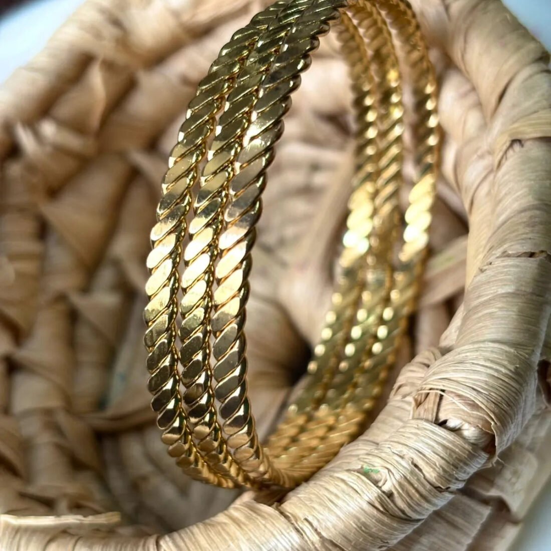 Luxe Braid Gold Bangles (3SET)