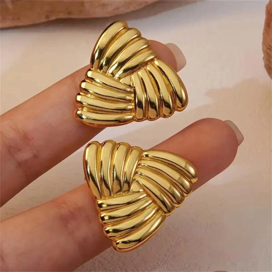 Luxe Golden Heart Stud Earrings