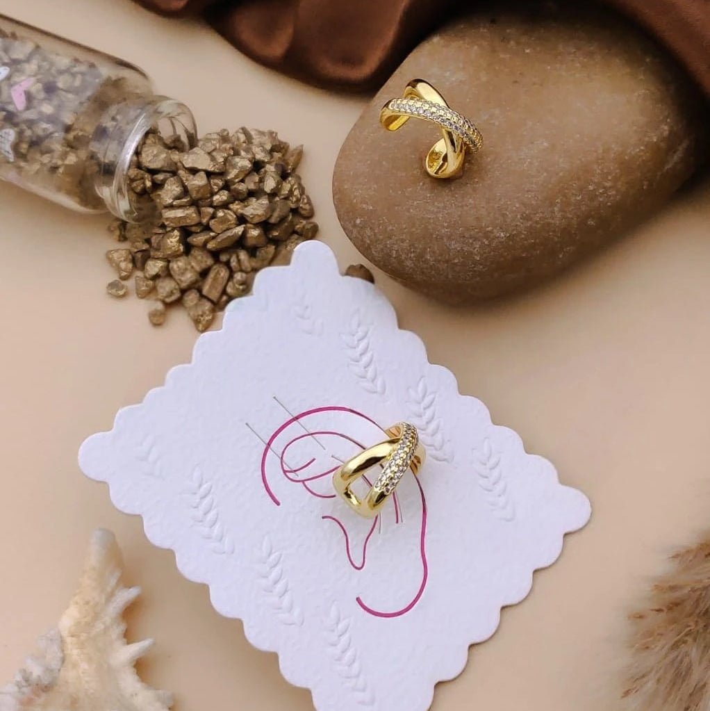 Luxe Twist Crystal Cuff Earrings