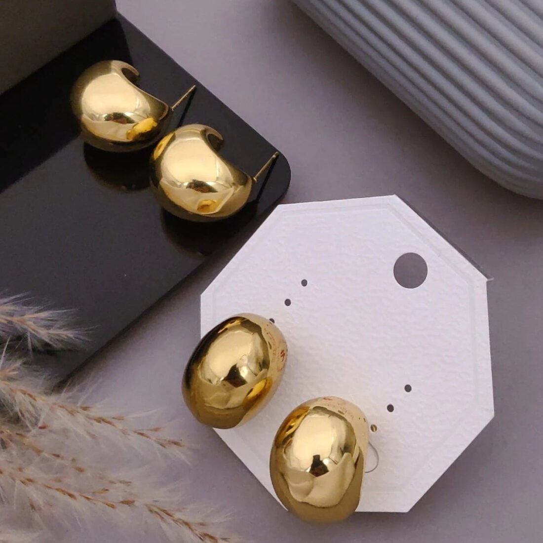 Luxury Golden Dome Stud Earrings