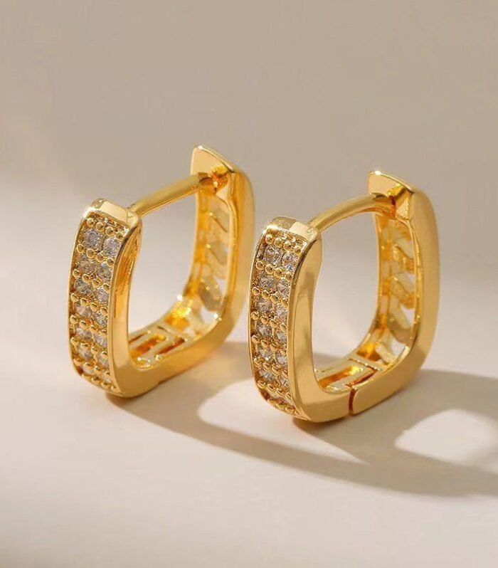 Luxury Golden Pavé Hoop Earrings