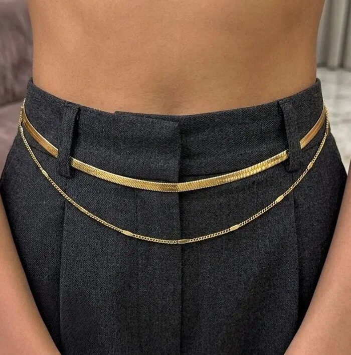 Elegant Dual Layer Gold Waist Chain