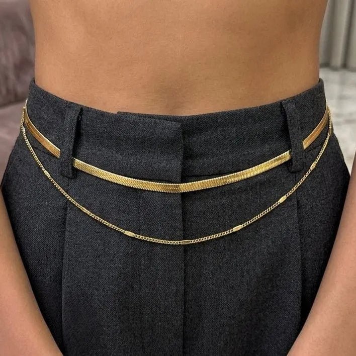 Elegant Dual Layer Gold Waist Chain