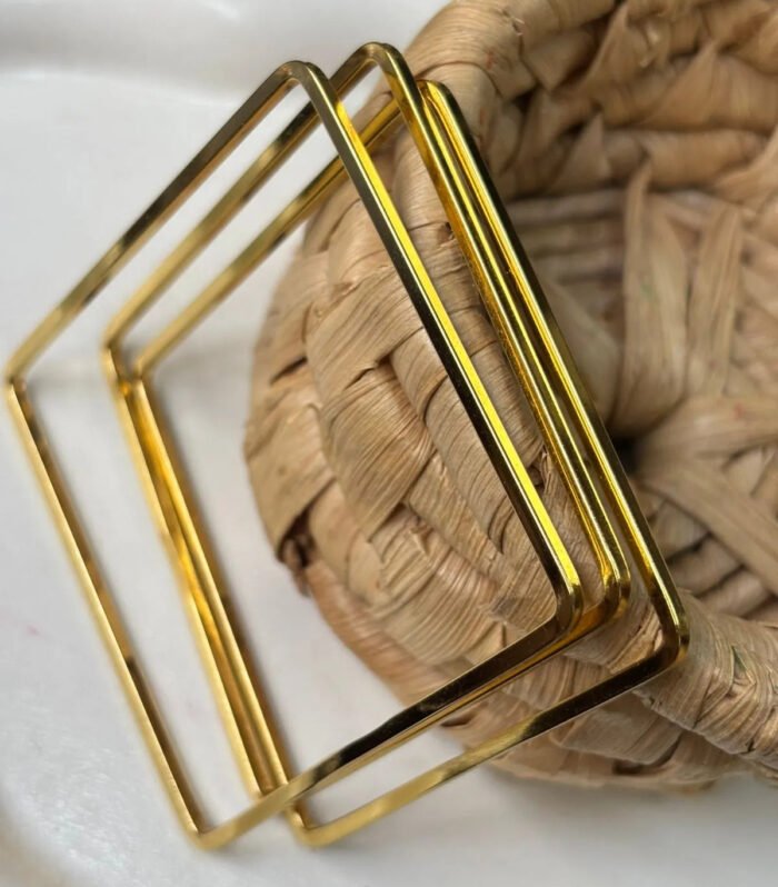 Modern Square Gold Bangles (3SET)