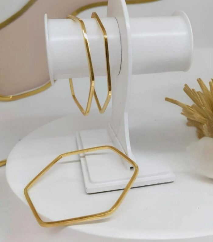 Modern Hexa Gold Bangles (3SET)