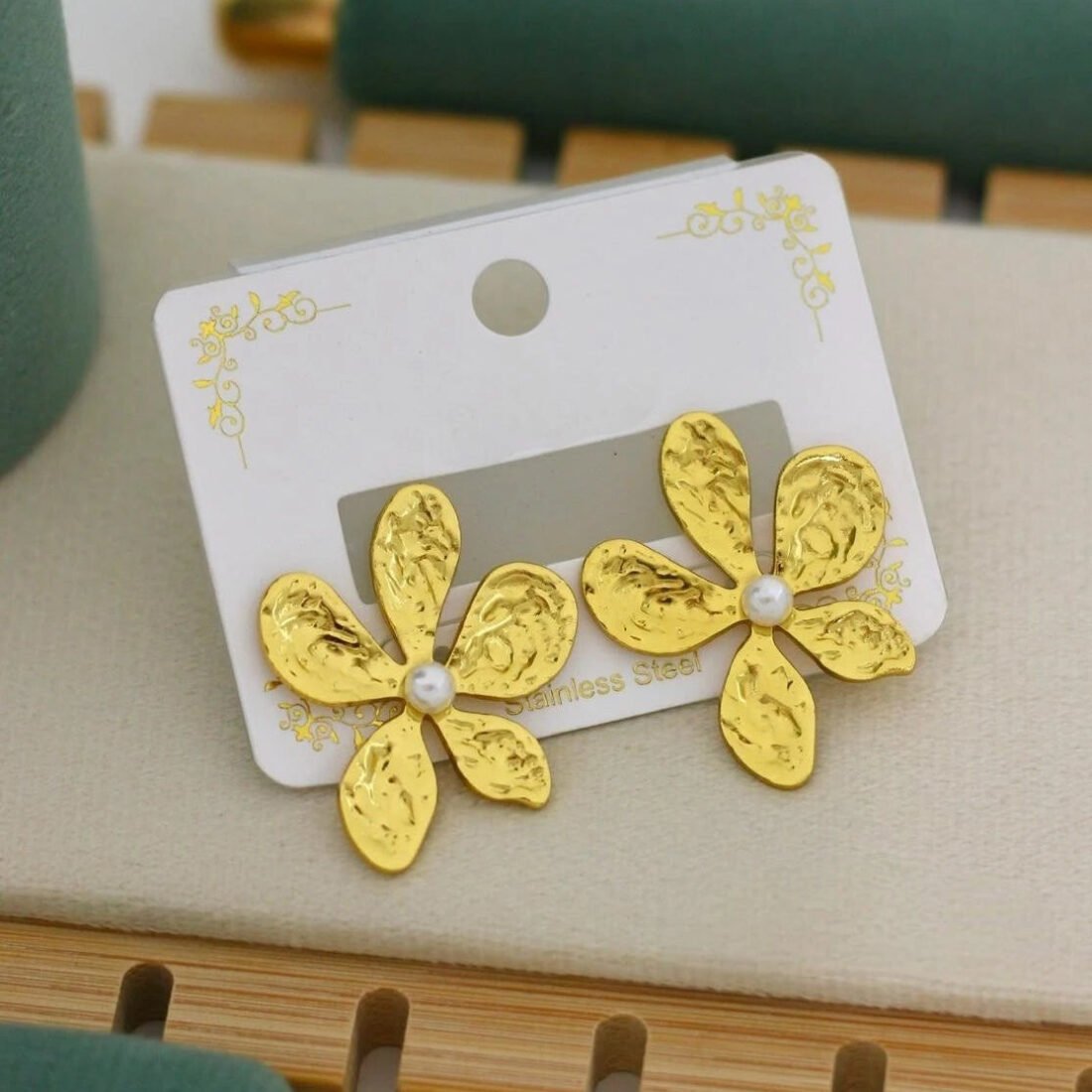Pearl Petal Flower Earrings