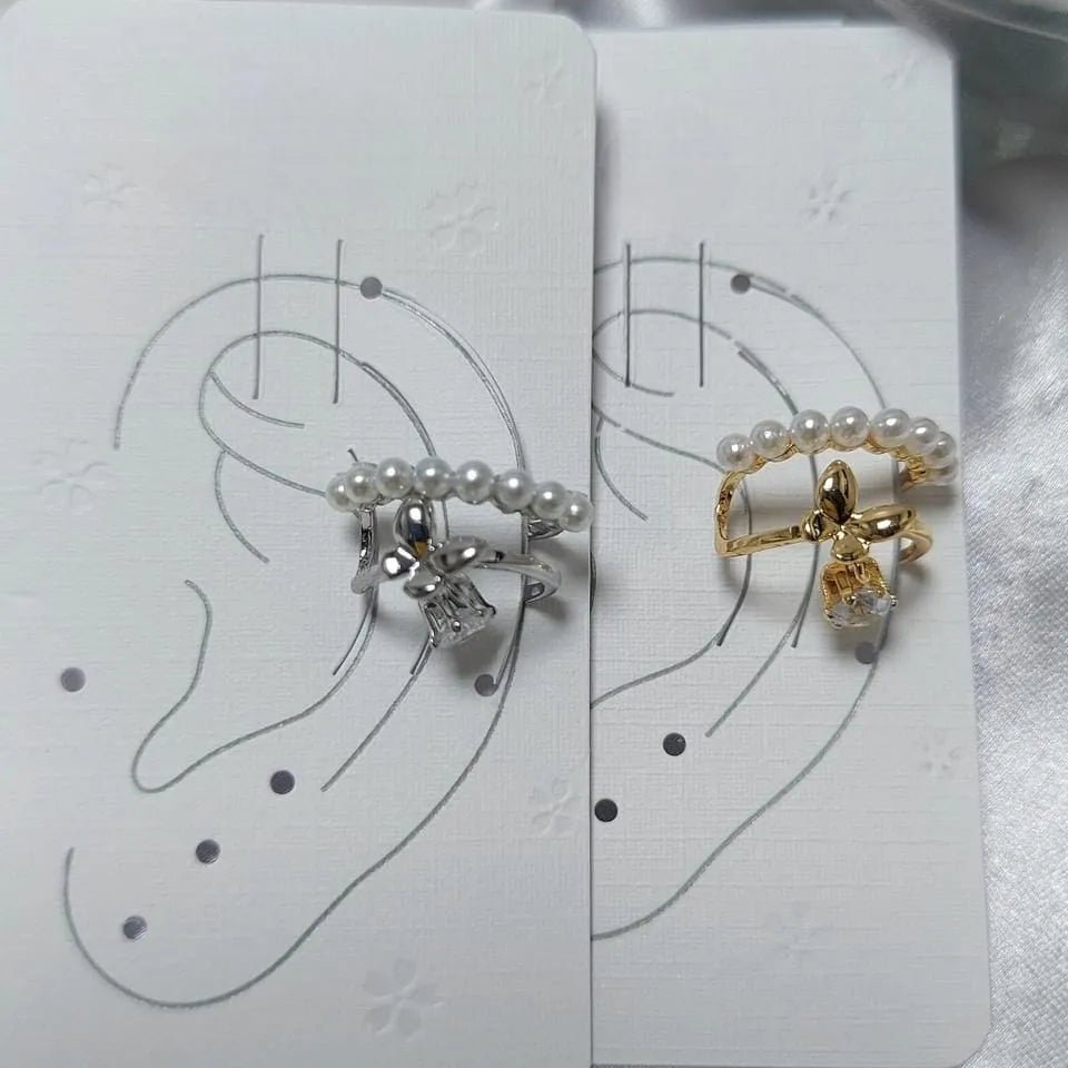 Pearl & Crystal Accent Earrings Silver & Gold