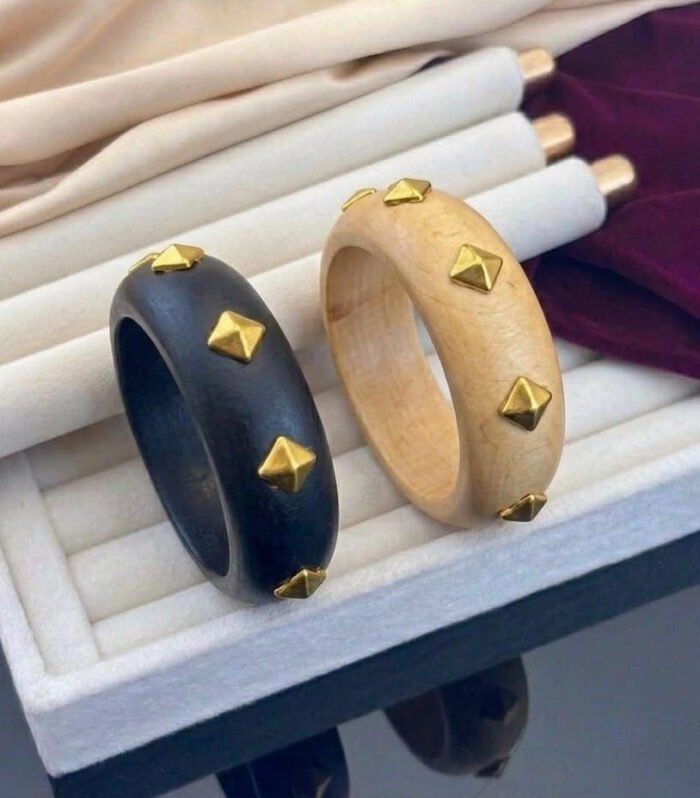 Pyramid Stud Wooden Kada