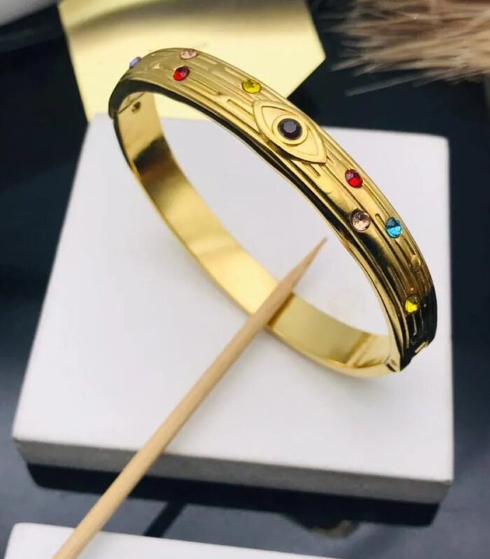 Rainbow Evil Eye Luxe Gold Kada