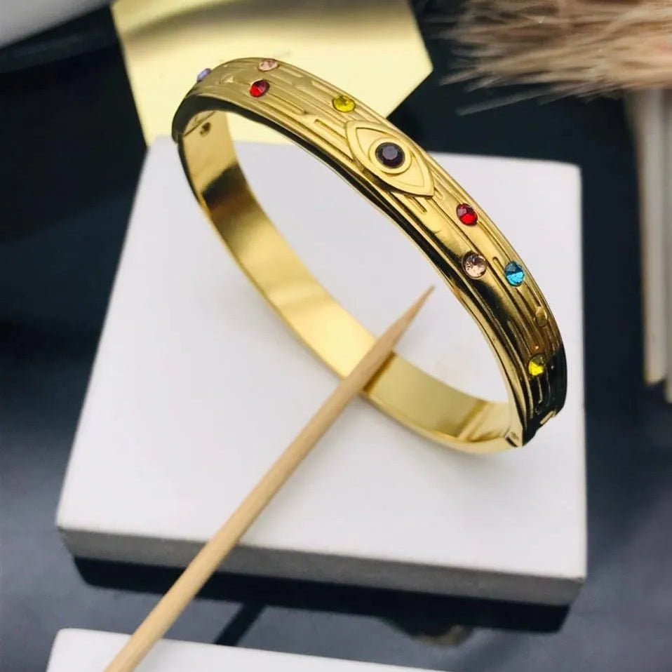 Rainbow Evil Eye Luxe Gold Kada