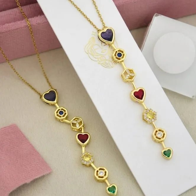 Rainbow Heart Charm Necklace