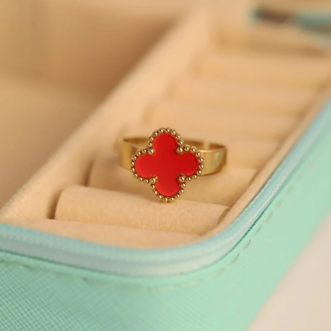 Red Clover Gold Statement Ring