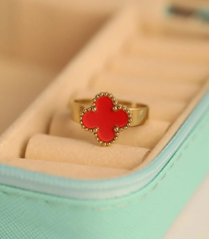 Red Clover Gold Statement Ring