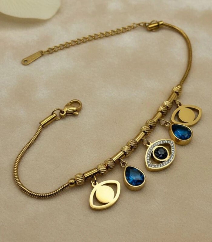 Royal Blue Evil Eye Charm Bracelet