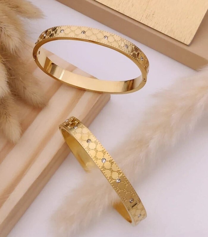Royal Crystal Engraved Kada