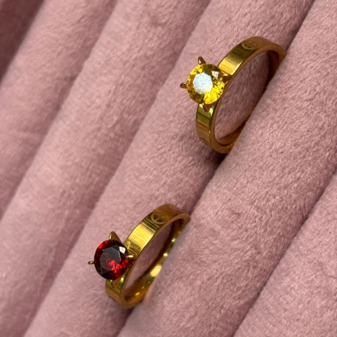 Ruby & Citrine Solitaire Ring