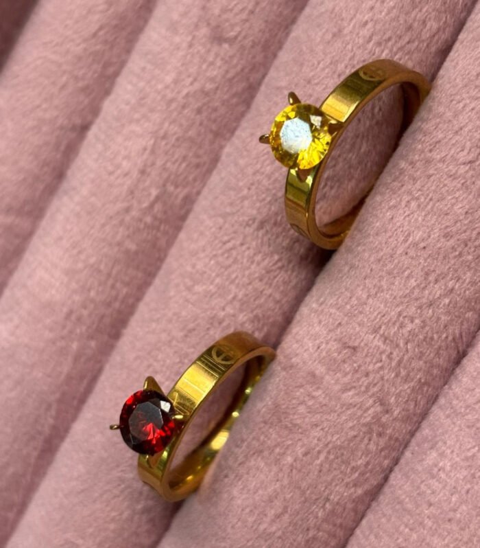 Ruby & Citrine Solitaire Ring