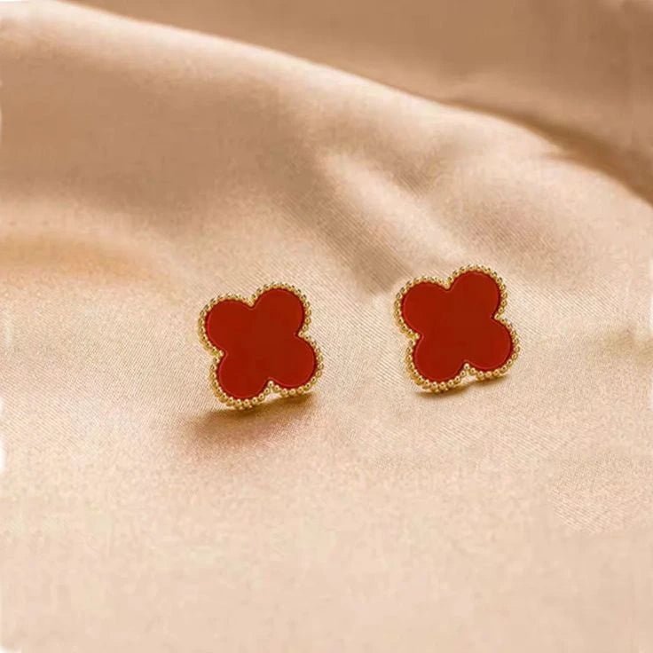 Ruby Clover Elegance Studs