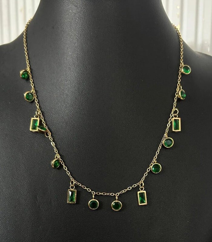 Green Gemstone Chain Tanmaniya Necklaces